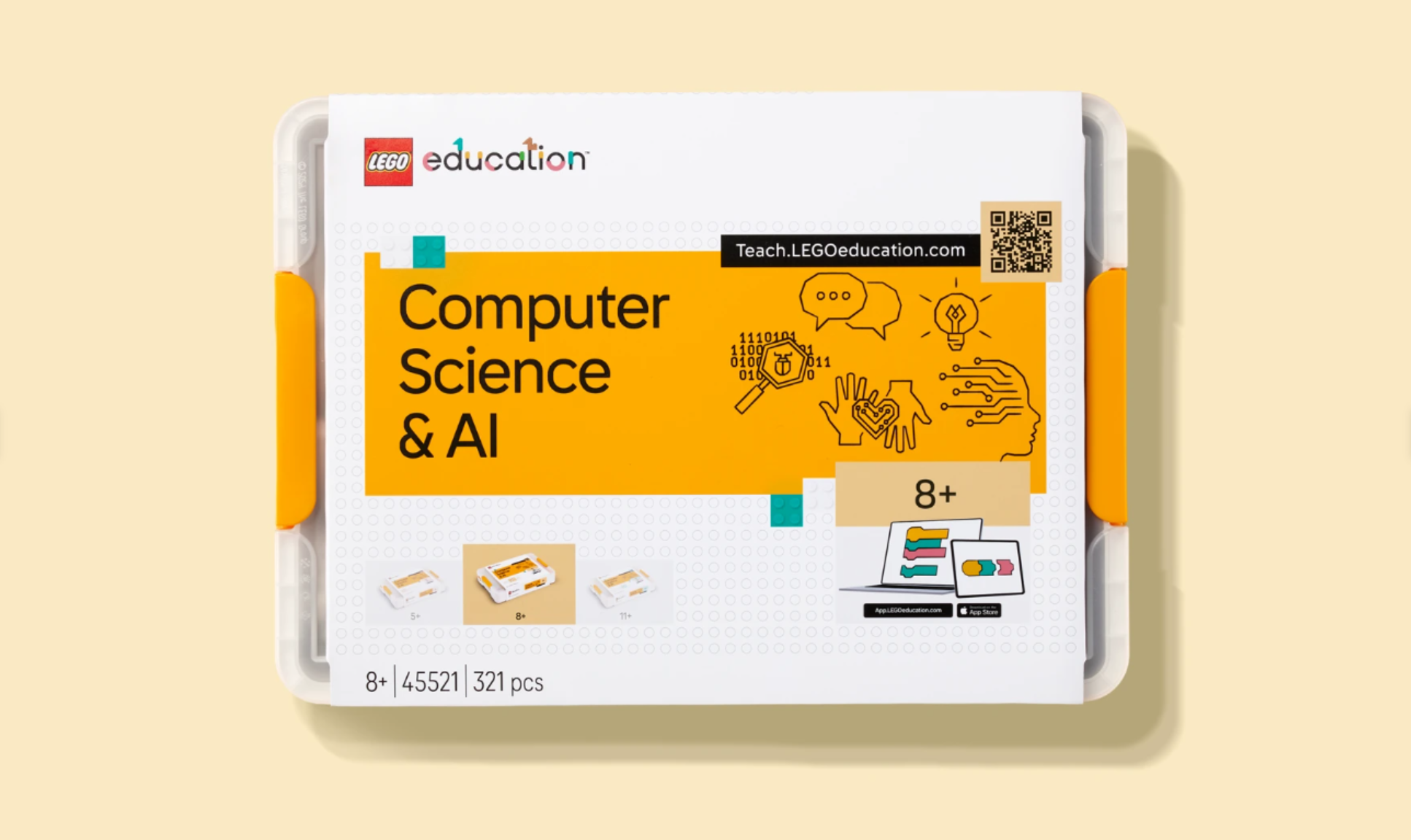 Year 4-6 Image 2 LEGO® Education Computer Science & AI Kit 3–5 open box with bricks, motor and color sensor